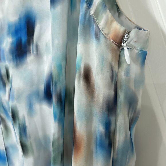 Reiss Dress Blue Green Abstract Print Fit Flare Pockets Size 2 NEW - Picture 12 of 15